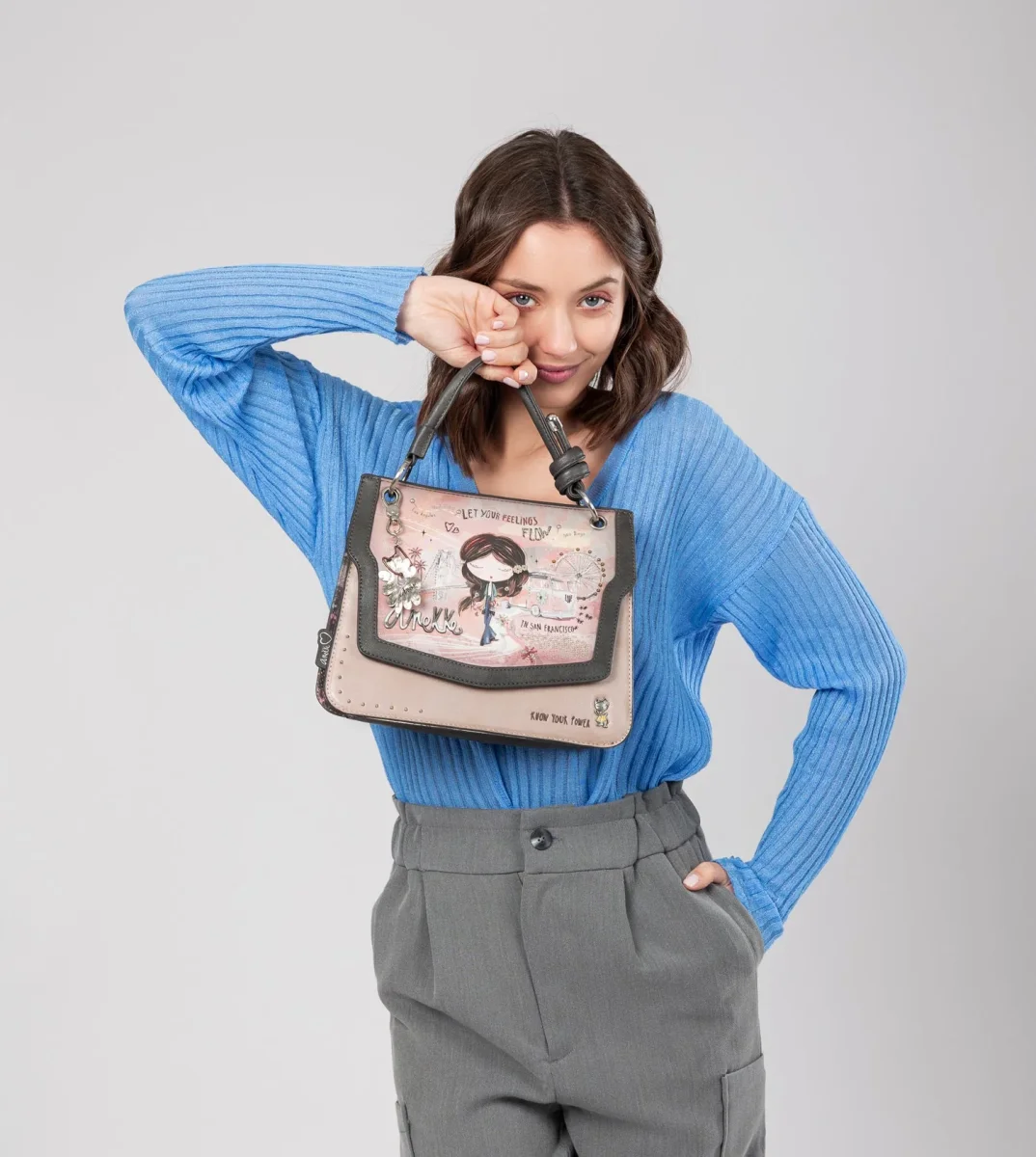 Bolso de solapa Peace & Love rosa - Imagen 3