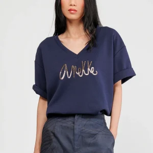 Camiseta manga corta azul con logo