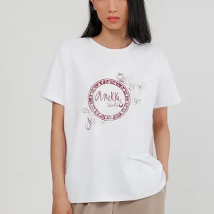Camiseta manga corta blanca y detalle plata