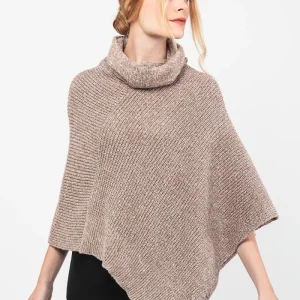 Poncho cuello alto beige