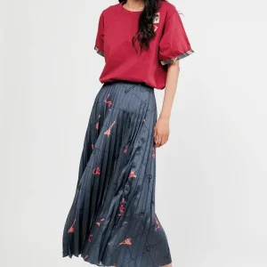 Falda plisada azul estampada