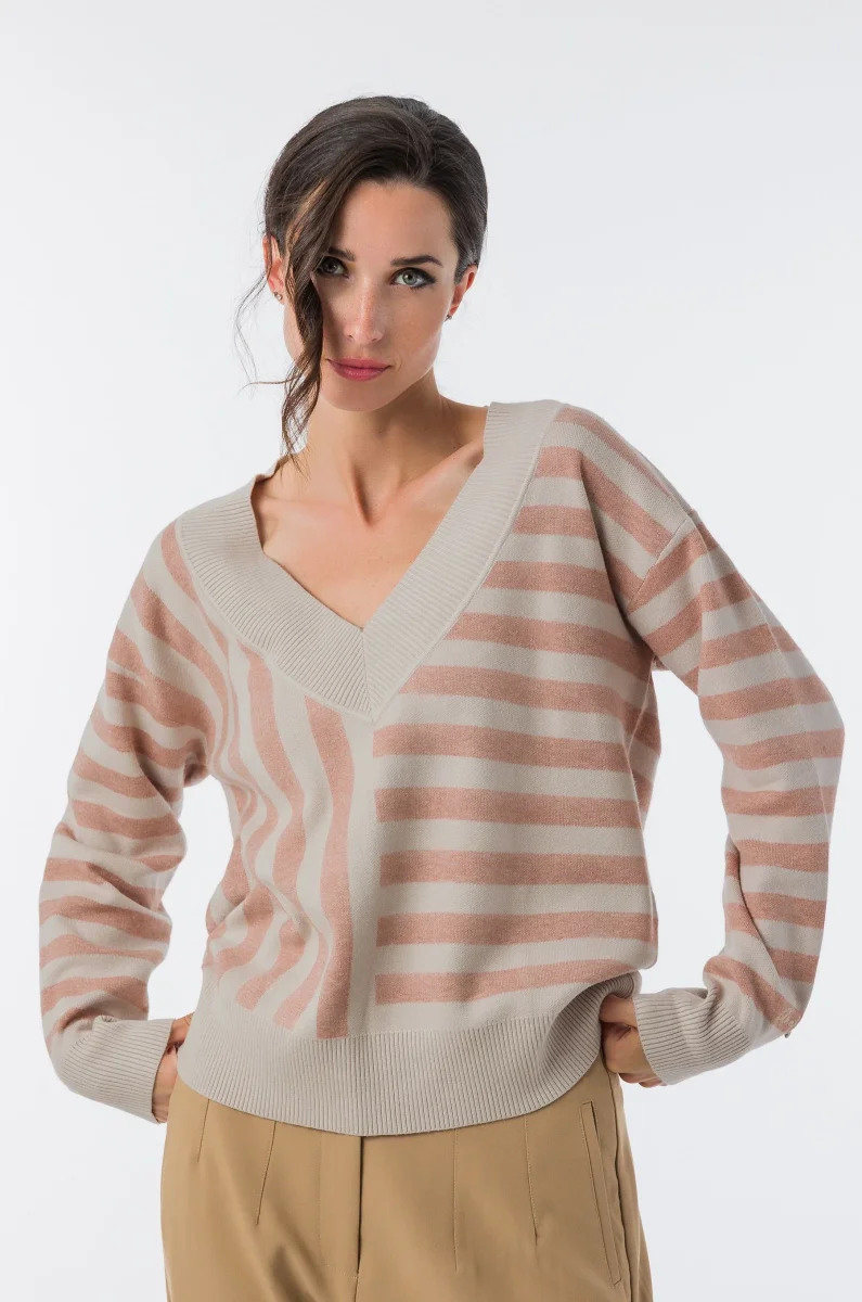 Jersey rosa de punto a rayas - Imagen 5