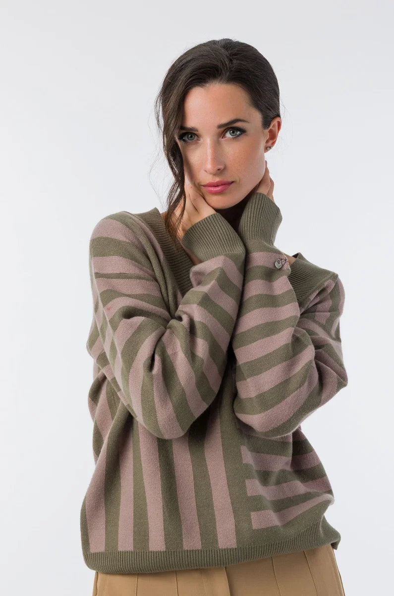 Jersey verde de punto a rayas - Imagen 6