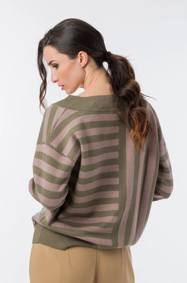 Jersey verde de punto a rayas - Imagen 7
