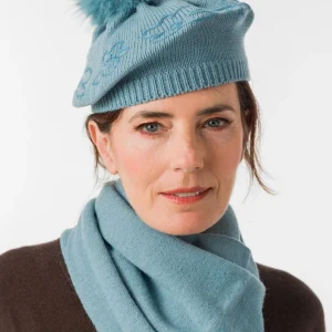 Boina de punto azul Anekke con pompón