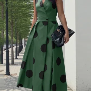 Vestido de Lunares con Cuello Solapa
