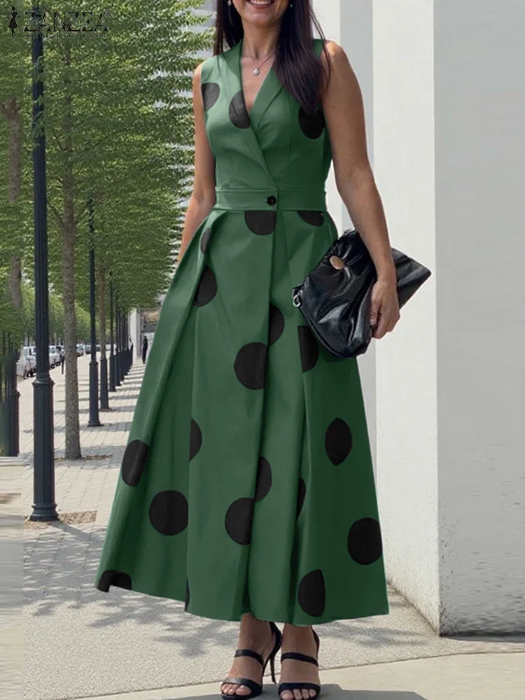 Vestido de Lunares con Cuello Solapa - Imagen 2