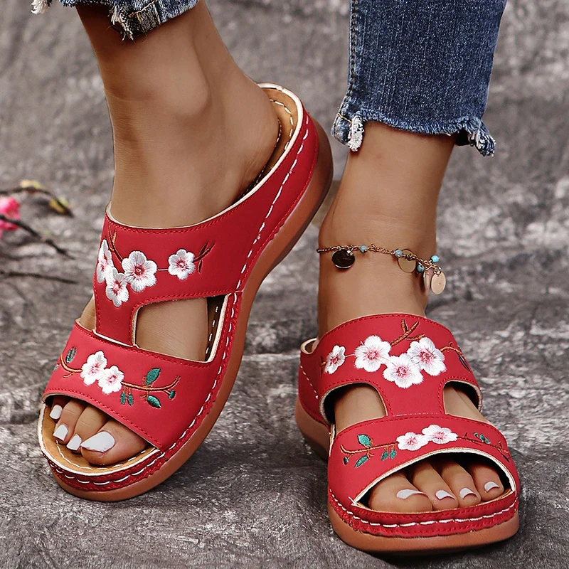 Sandalias Cuñas Bordadas - Imagen 5