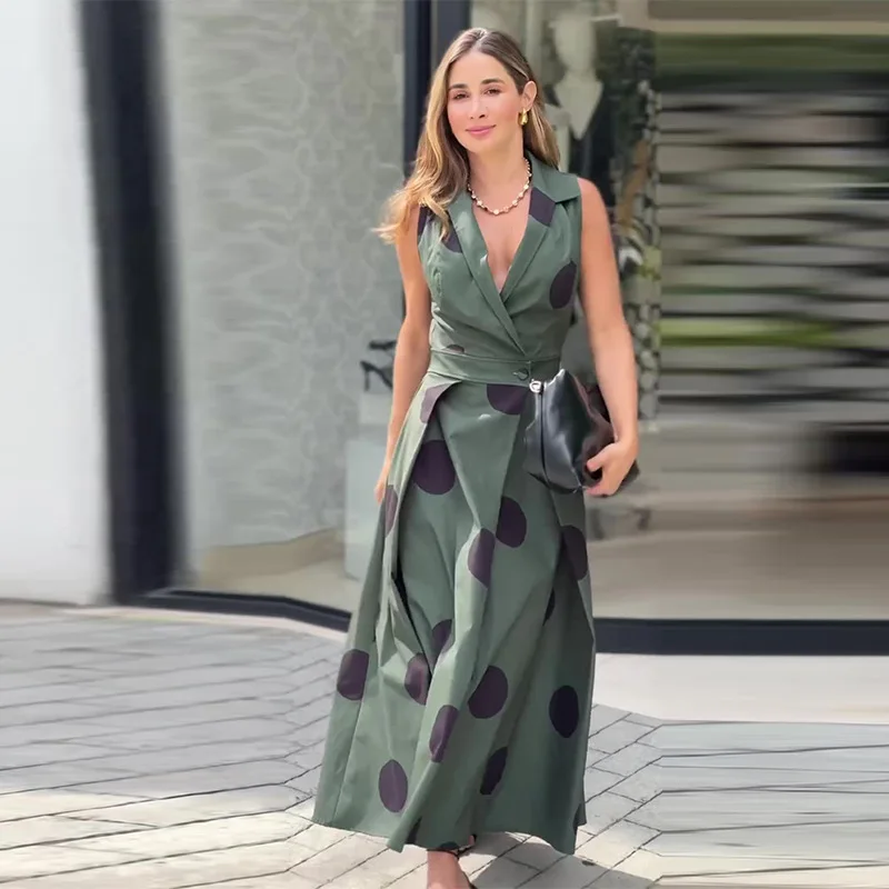 Vestido Polka Dots Verde Army - Imagen 4