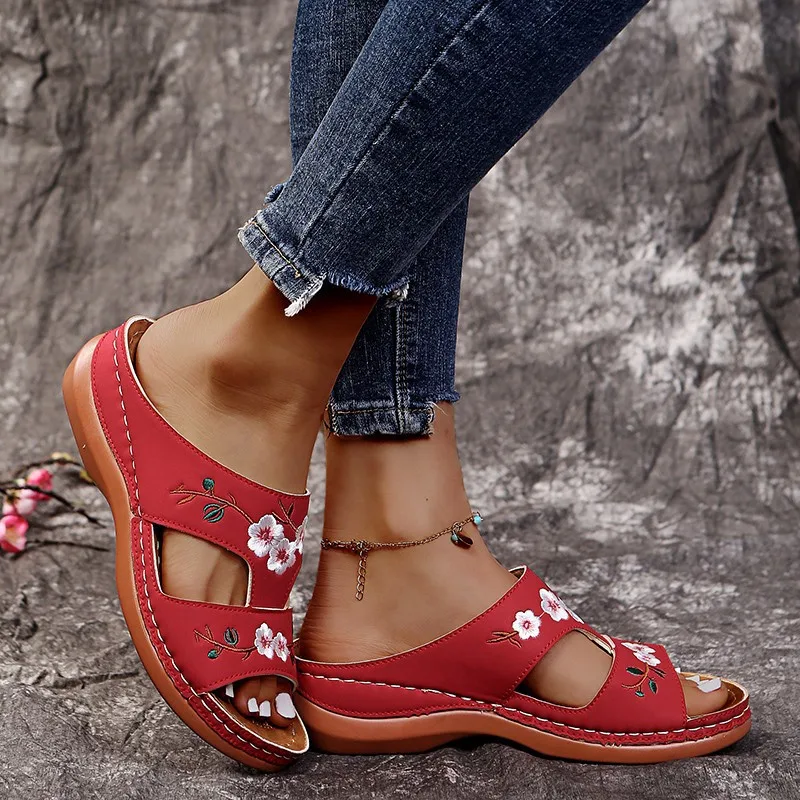 Sandalias Cuñas Bordadas - Imagen 6