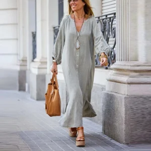 Vestido Casual de Lino y Algodón