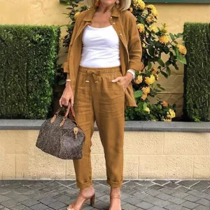 Conjunto Casual de Algodón y Lino 2 Piezas