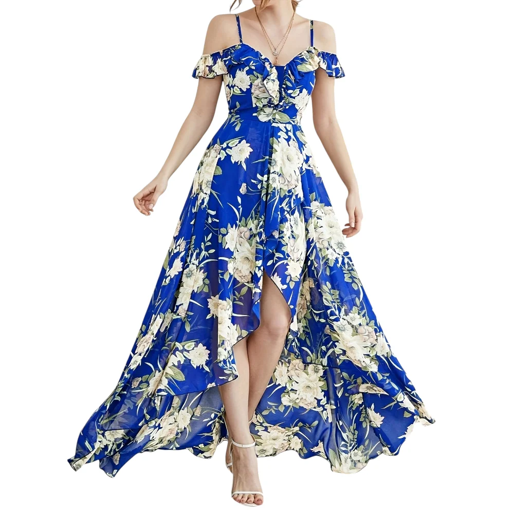 Vestido Estampado Flora Azul - Imagen 7