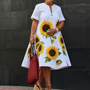 Vestido Midi Estampado Girasol