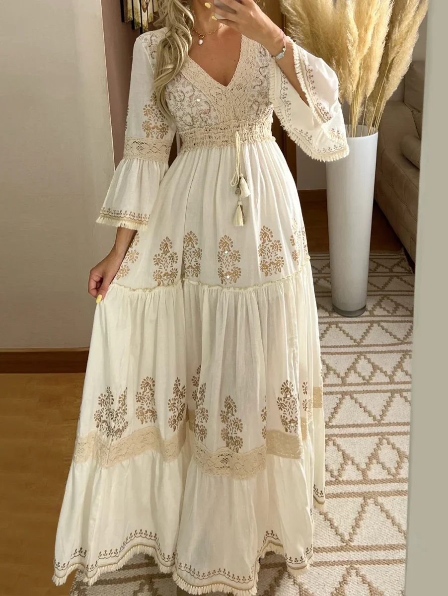 Vestido Elegante de Algodón y Lino - Imagen 2