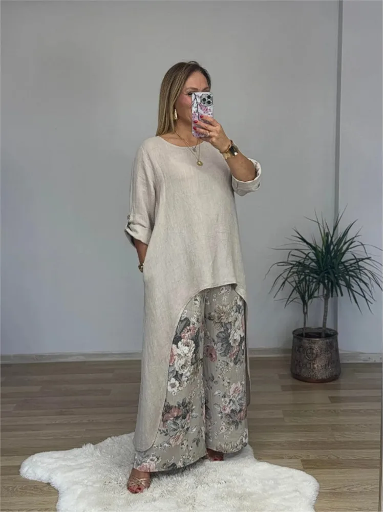 Conjunto Casual Lino y Algodón S-3XL
