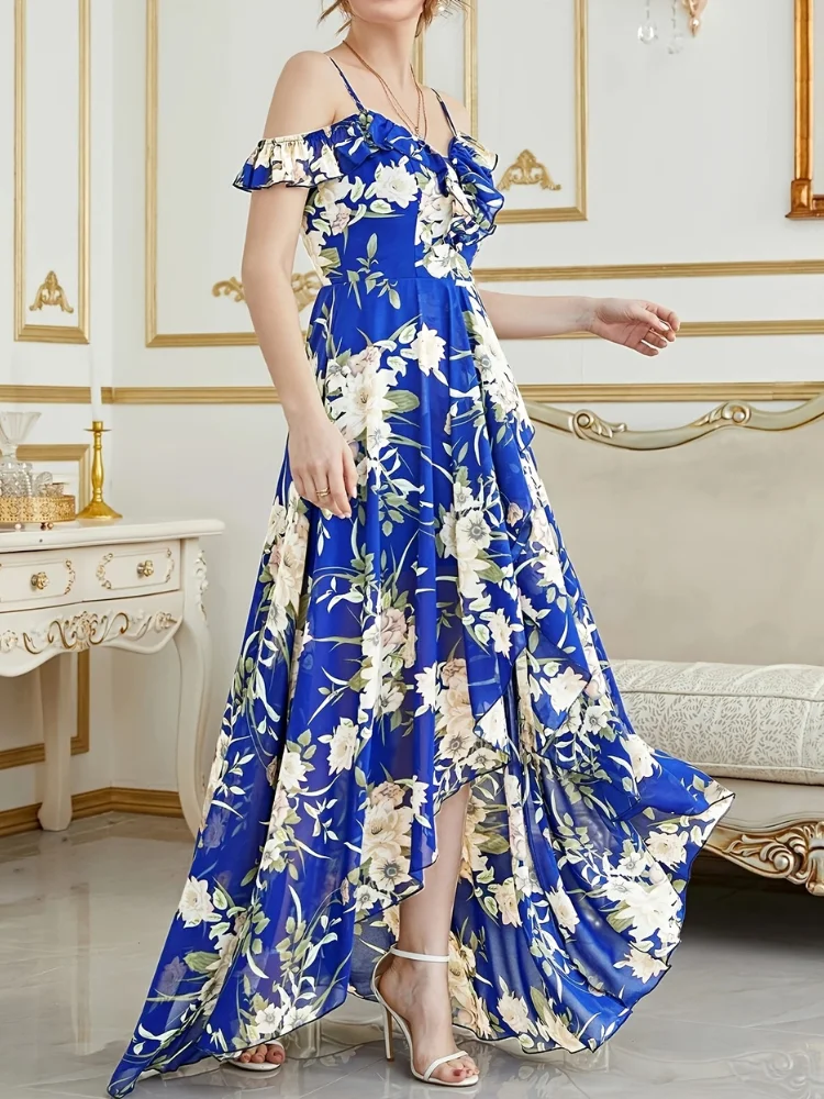 Vestido Estampado Flora Azul - Imagen 5