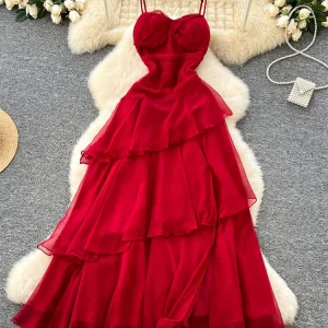 Vestido Rojo con Volantes
