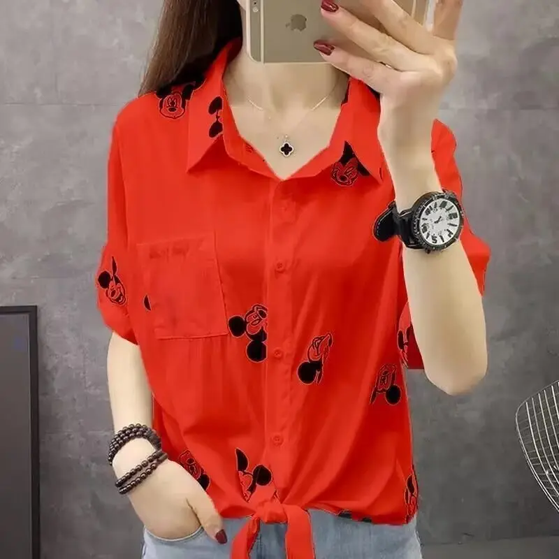 Blusa de Polka Dots con Cuello Polo y Lazo - Imagen 6