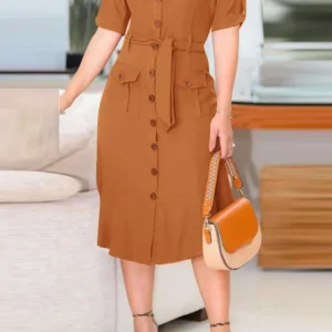 Vestido Verano con Cuello Solapa para Mujer