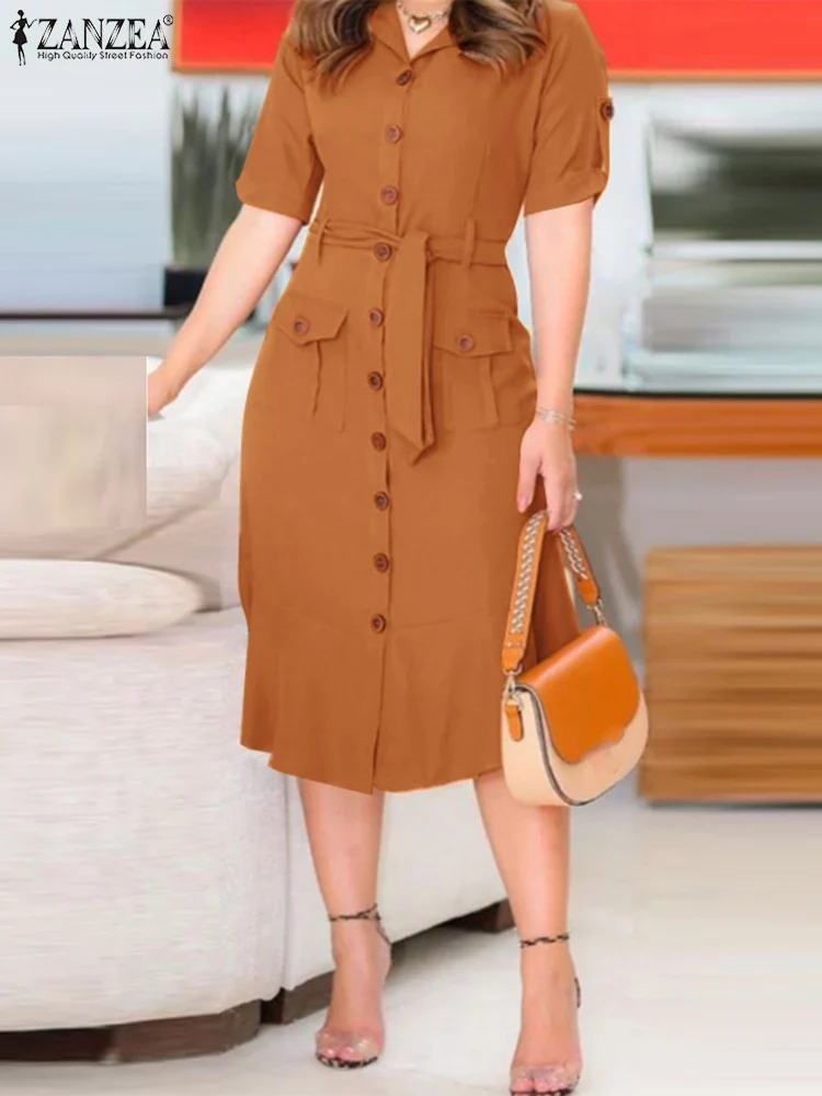 Vestido Verano con Cuello Solapa para Mujer