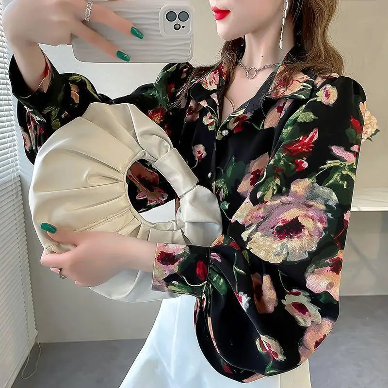 Blusa Chifón Estampada con Mangas Globo - Imagen 5