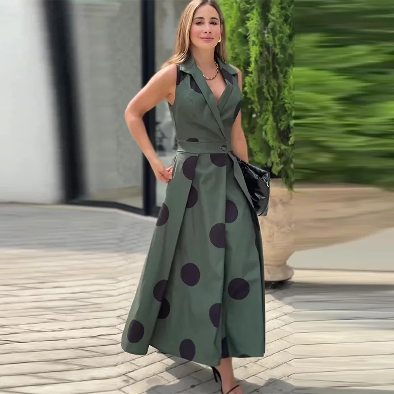 Vestido Polka Dots Verde Army - Imagen 3