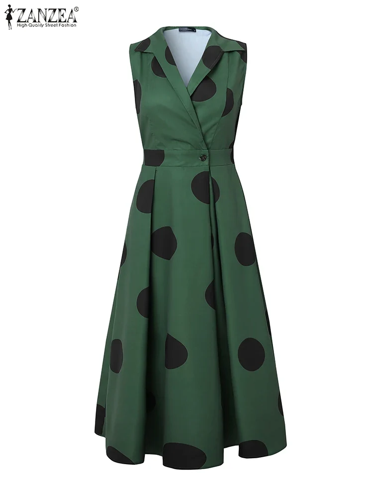 Vestido de Lunares con Cuello Solapa - Imagen 5
