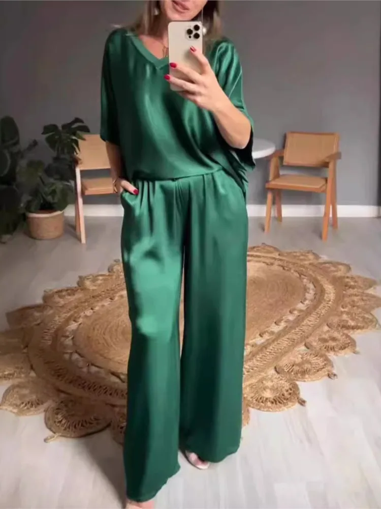 Conjunto Casual de Satén Liso - Imagen 8