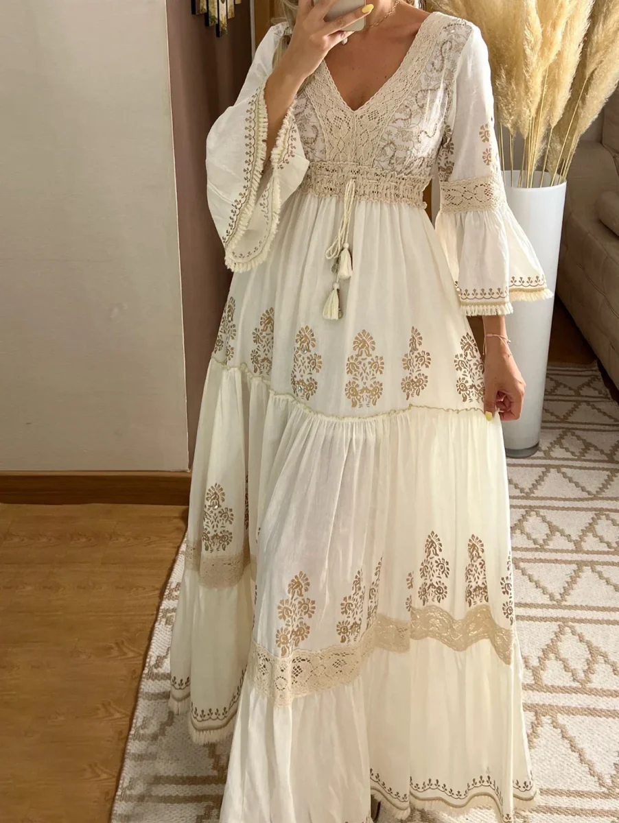 Vestido Elegante de Algodón y Lino - Imagen 3