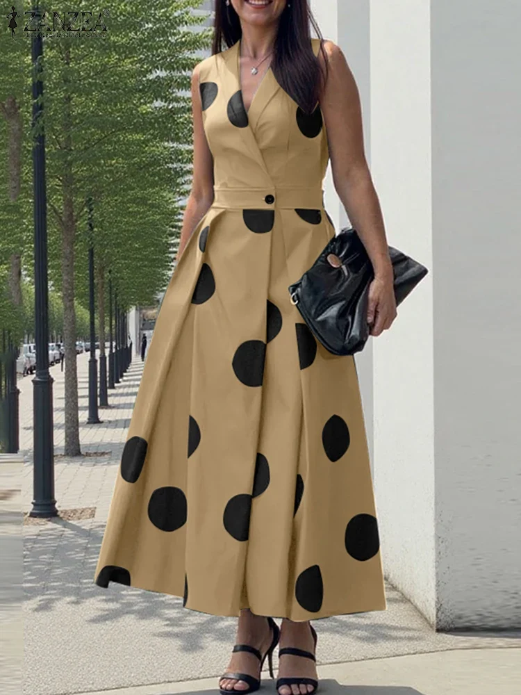 Vestido de Lunares con Cuello Solapa - Imagen 3