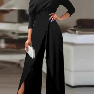 Mono Elegante de Un Hombro Color Negro