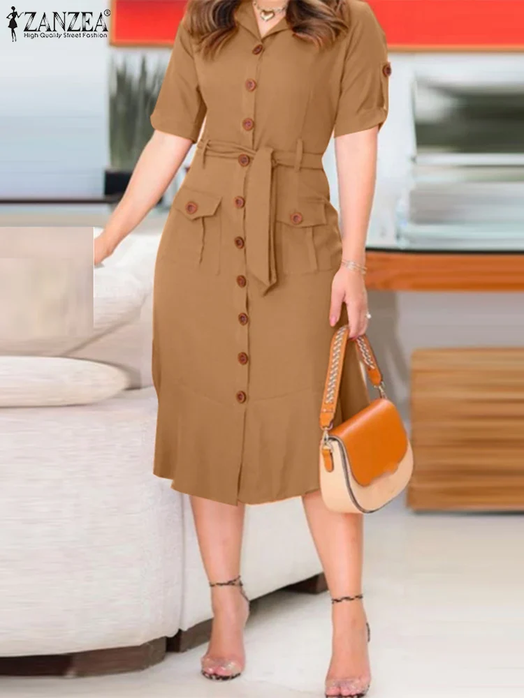 Vestido Verano con Cuello Solapa para Mujer - Imagen 3