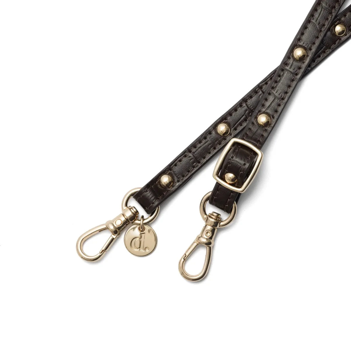 Phone strap | Slimline with Studs | Chocolate Brown - Imagen 5