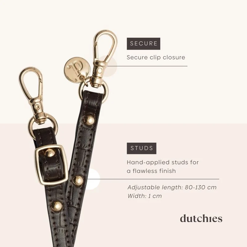 Phone strap | Slimline with Studs | Chocolate Brown - Imagen 6