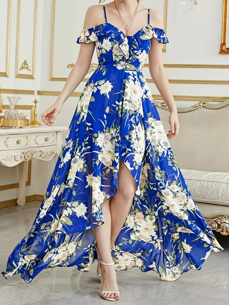 Vestido Estampado Flora Azul - Imagen 2