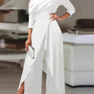 Mono Elegante de Un Hombro Blanco