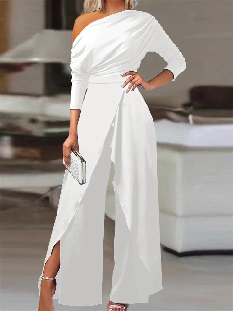 Mono Elegante de Un Hombro Blanco - Imagen 2