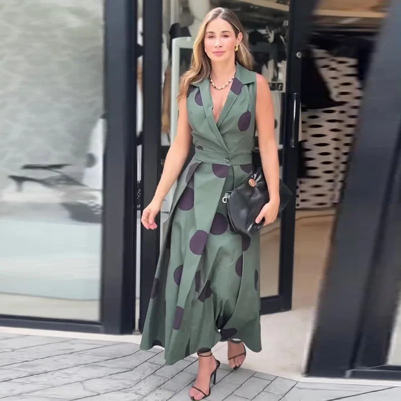 Vestido Polka Dots Verde Army