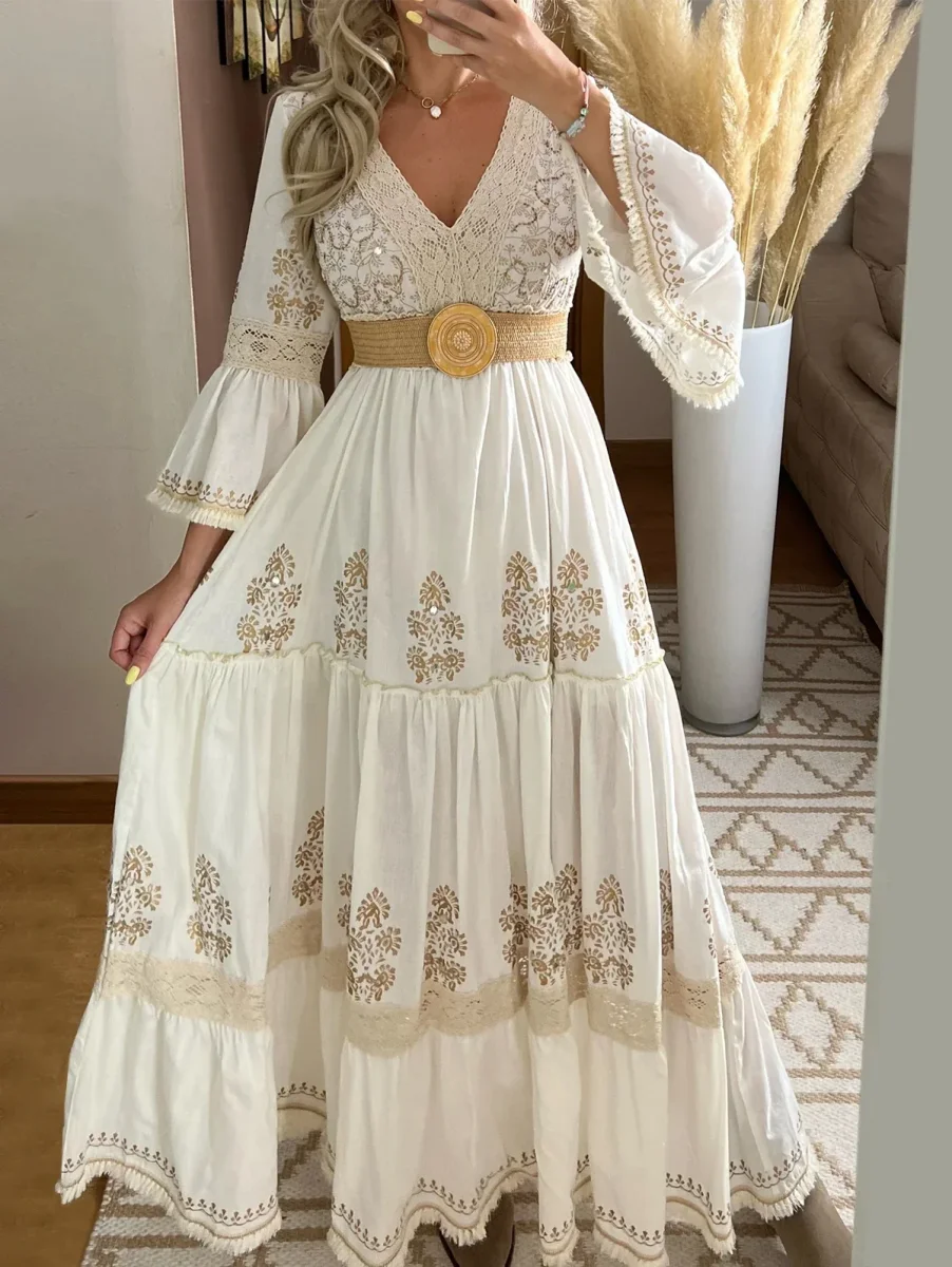 Vestido Elegante de Algodón y Lino - Imagen 4
