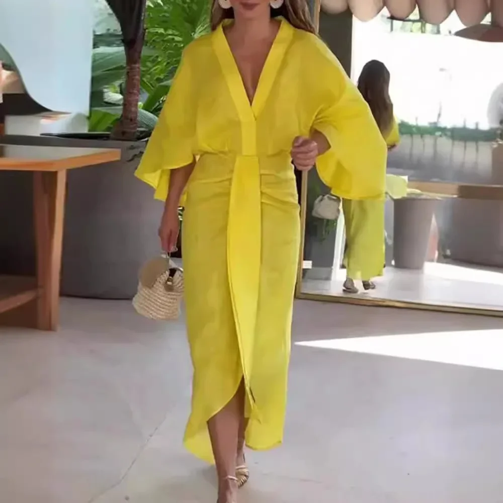 Vestido Midi Mangas Anchas - Imagen 3