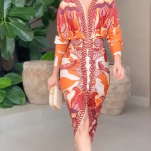 Vestido Bodycon Estampado Naranja