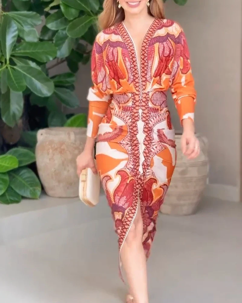 Vestido Bodycon Estampado Naranja