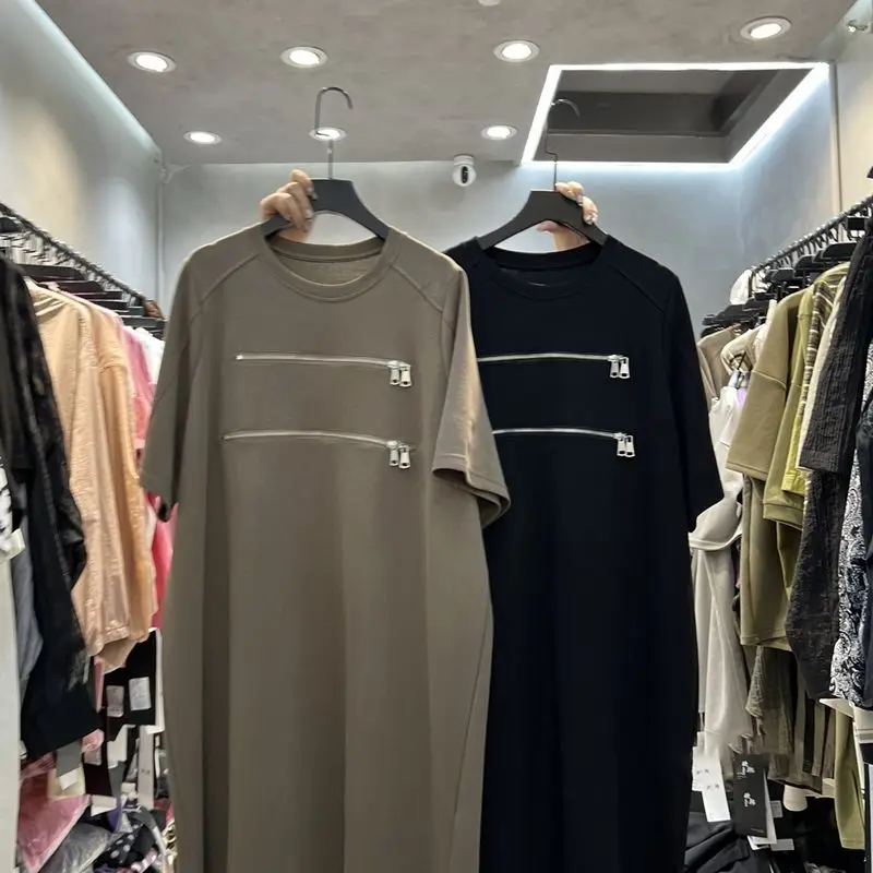 Vestido informal de verano con parche de cremallera y camiseta - Imagen 3