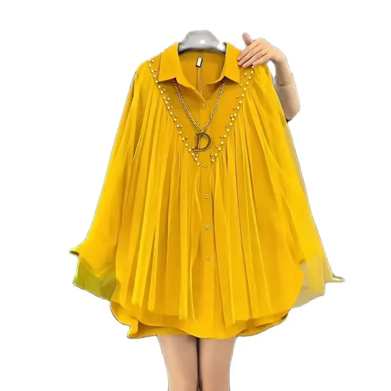 Camisa Amarilla con Pedrería 2XL-3XL - Imagen 4