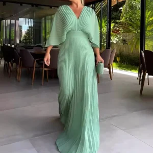 Vestido Plisado de Primavera/Verano