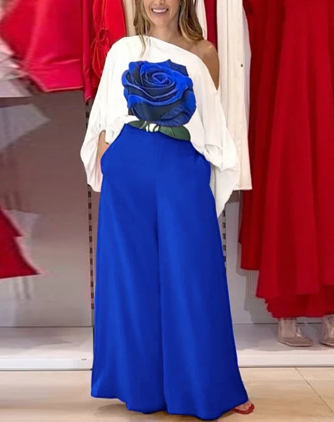 Conjunto Casual Estampado Floral Azul - Imagen 2