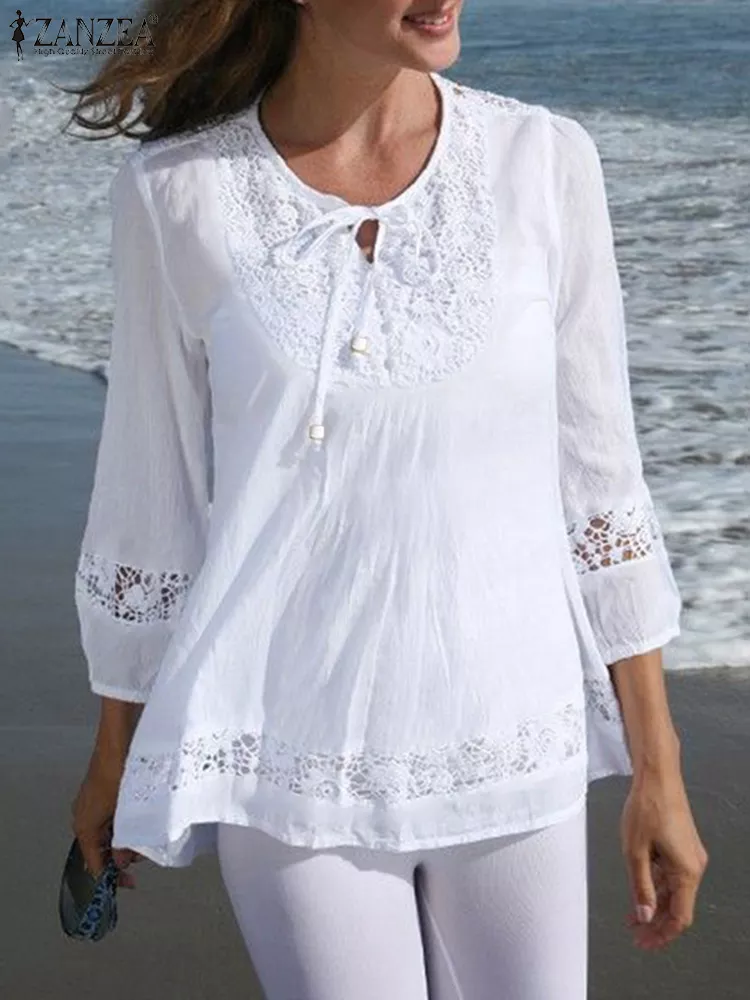 Blusa con Encaje - Estilo Bohemio Chic - Imagen 2