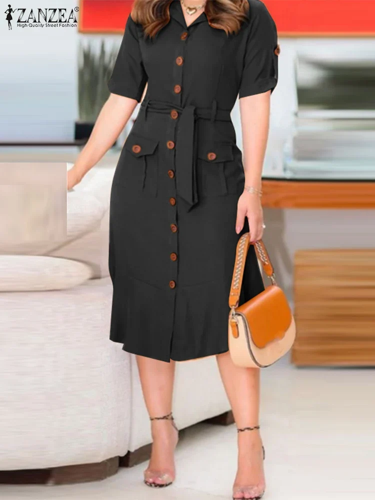 Vestido Verano con Cuello Solapa para Mujer - Imagen 4