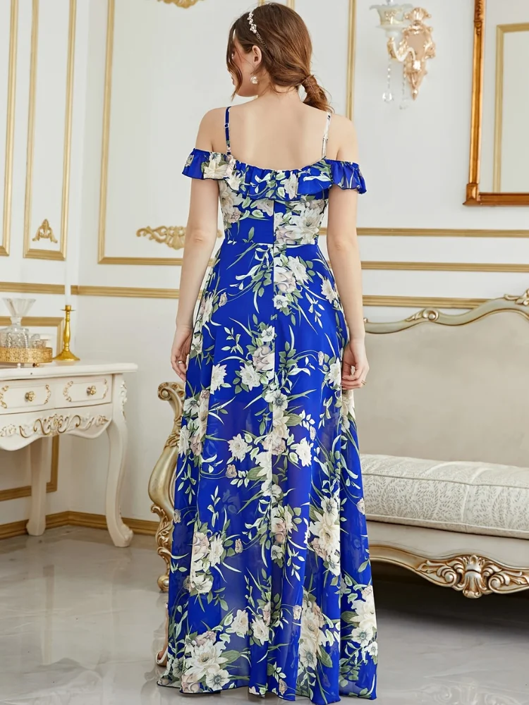 Vestido Estampado Flora Azul - Imagen 6